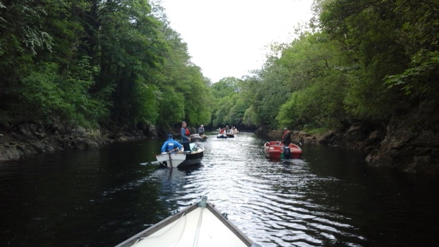 into the river again.