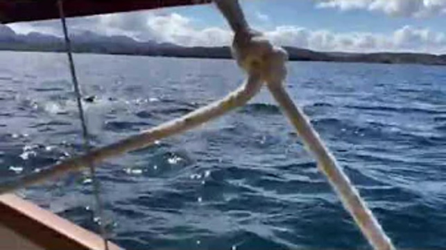 Locals check out the lugger